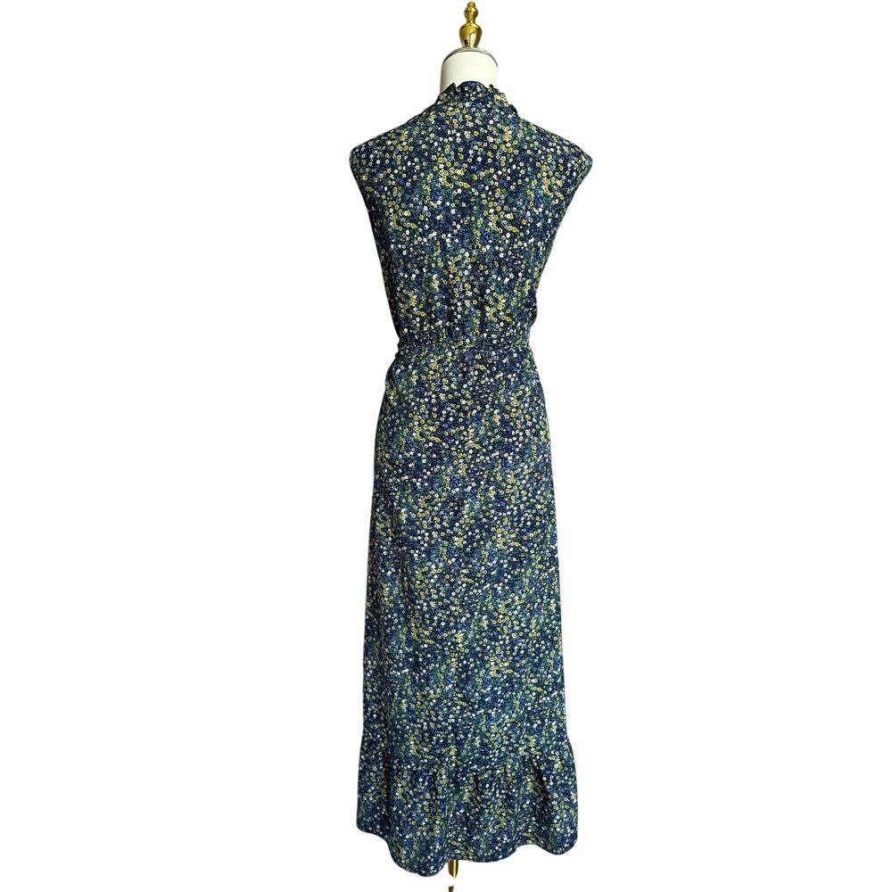CzYinXian Blue Floral Maxi Dress Sleeveless Ruffle Hem Size 2XL - Picture 4 of 9